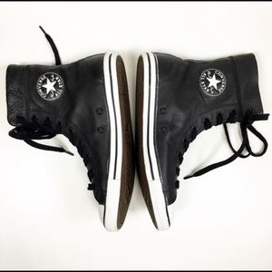Converse Black and White Leather Slim High Tops